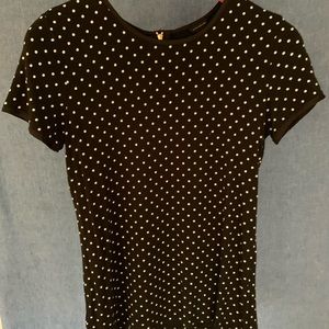 Ann Taylor black with white polka dot top